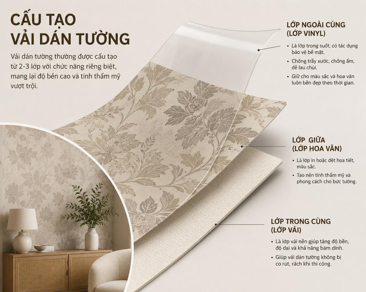 Cấu tạo của vải dán tường