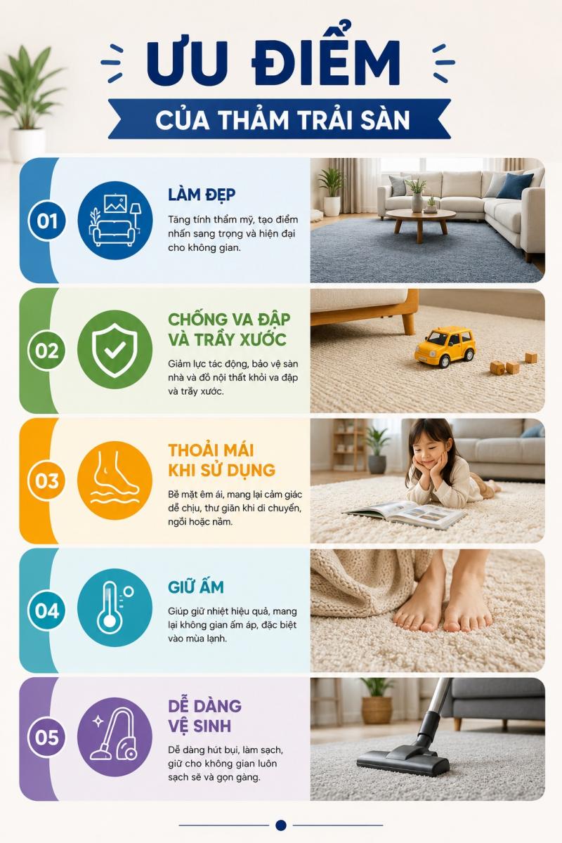Ưu điểm của thảm trải sàn