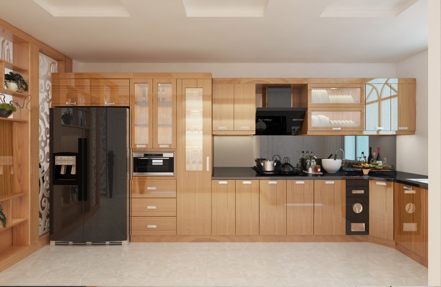 Tủ bếp làm bằng gỗ veneer
